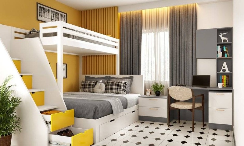 Thiết kế phòng ngủ nhỏ 10m2 với giường tầng lửng